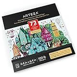 Книжка-розмальовка для дорослих Arteza з архітектурними малюнками [16x16 см, 72 сторінки], 144 різних оригінальних зображення на одній стороні, книжка-розмальовка для релаксації та антистресу