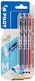 Pilot FriXion Clicker Erasable Ink Gel Rollerball Pen, 3 Count (Pack of 1), Black/Red/Blue