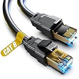Akake Cable Ethernet Cat 8, 0,5 m, 1 m, 2 m, 3 m, 5 m, 6 m, 9 m, 12 m, 15 m, 18 m, 30 m, cable LAN profesional blindado en pared, interior y exterior (0.5M) negro