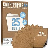 Papier Kraft A4 Premium 120g - 21 x 29,7cm - Papier Craft, Carton Naturel, Feuilles de Carton, Papier Carton Vintage pour Mariage, Cadeaux et Étiquettes (25 Feuilles)