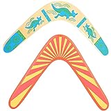 Guador Boomerang, 2 Piezas Boomerang de Madera Superduro Madera en Forma de V de Retorno Boomerang Juego Exterior de Madera para Niños Perfecto Regalo de Cumpleaños Juguetes(Dos Estilos)