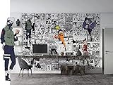 Papel Pintado 3D Cartel Cómico Blanco Y Negro Naruto Japón Fotomurales 3D Tv Fondo Pared Dormitorio Murales Papel Tapiz Moderno