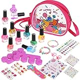Gemeer Kids Manicure Kit, Quick Dry Nail Polish Set, Toys Girl Rainbow Candy Colors Polish Nail with Bonus Nail Files