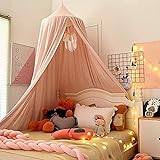 Cama con Dosel para Niños, Juego para Bebés, Interiores o Exteriores, Decoración de la Cama y del Dormitorio, (Altura de 240 cm, Superior: 152 cm, Inferior: 265 cm). rosa