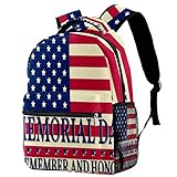WOSHJIUK Sac à dos scolaire Sac de voyage, Memorial Day Remember And Honor, Outdoor Ride Backpack Small Daypack