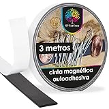 OfficeTree Cinta Magnetica Adhesiva 3 m - Tira de Iman para la imantación Fija de Carteles, Fotos, Papeles - Adherencia Extra Fuerte sobre Pizarra Blanca, Pizarra Magnética - Negro