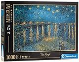 Clementoni - Puzzle 1000 piezas cuadro La Noche Estrellada, Rodano- Colección Museos, Puzzle adulto (39344)