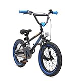 BIKESTAR Bicicleta Infantil para niños y niñas a Partir de 4 años | Bici 16 Pulgadas con Frenos | 16' Edición BMX Negro Azul