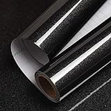 Livelynine 40CMX500CM चमकदार काला विनाइल स्वयं चिपकने वाला वॉलपेपर रोल चिपकने वाला विनाइल रसोई फर्नीचर रसोई फर्नीचर अलमारी दरवाजे के लिए विनाइल अस्तर कैबिनेट के लिए चिपकने वाला कागज