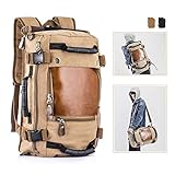 Overmont 35L Multifunctional Portable Vintage Backpack Bag Canvas Satchel Leather for Excursion Camping Hiking Camping Travel Outdoor Ketsahalo / Mnyama