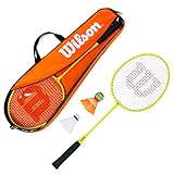 Wilson , Junior Badminton Kit Set De Incluye 2 Raquetas Volantes Plást Niños, Arado (Orange), 3