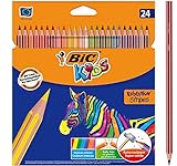 Crayons de couleur BIC Kids Evolution Stripes - Couleurs assorties, Blister de 24 unités