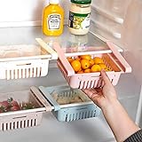 Frasheng 4 pièces Organisateurs de tiroirs de réfrigérateur, Organisateurs de réfrigérateur, Boîte de rangement pour réfrigérateur, Organisateur de réfrigérateur rétractable, Tiroirs en plastique pour étagère de réfrigérateur