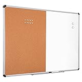 Amazon Basics - Pizarra blanca magnética de borrado en seco y tablón de corcho 2 en 1, 91,4 x 121,9 cm