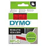 DYMO D1 etiquetas auténticas, impresión negra sobre fondo rojo, 12 mm נ7 m, etiquetas autoadhesivas para etiquetadoras LabelManager