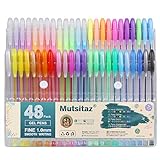Mutsitaz 48 paquetes de bolígrafos de tinta de gel de color, juego de bolígrafos de gel para libros de colorear para adultos, dibujo y escritura, punta de 1,0 mm