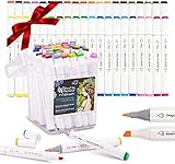Colorya Dual Tip Alcohol Based Markers with Non acid Ink - 40 Colores + 1 Blending Calamum + 1 Repono Box - Professio Drawing Markers