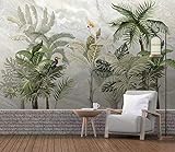 3D D' Tropical Rainforest Marble Pye bwa Zwazo Mi Mural 3D Modern Wall Decor