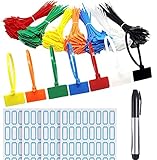 Mehala ea Cable, 250 Packs Assort Colours ea ho notlela ea Cable Labels e nang le lesupa bakeng sa Work Office ea Garage 3 × 150MM (7 Colours)