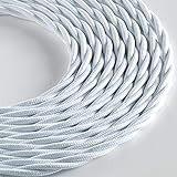 Klartext - Cable textil trenzado LUMIÈRE para iluminación, 3 x 0,75 mm, blanco mate, 5 m. | Atención: cable tierra incluido ! ¡Máxima seguridad anti sacudida!