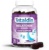 VITALDIN Melatonina gummies - 1 mg por dosis diaria - 70 gominolas (suministro para 2 meses), sabor a Mora - Ayuda a Conciliar el Sueño - Sin Gluten - Apto para Niños & Adultos