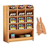 Wooden Desk Organizer Multifunctional Stationery Pen Holder Box for Home Office School Supplies Storage Rack (Cherry)