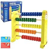 Shinybox puidust abacus, laste abacus puidust mänguasjad, Montessori matemaatikaabacus, puidust korrutustabel, koolieelses hariduse mänguasi kingitus poistele tüdrukutele (kollane)