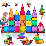 Магнітні будівельні блоки, іграшки для дітей віком від 3 до 8 років, магнітні будівельні блоки для малюків, подарунки для творчості STEM, подарунки для хлопчиків, дівчаток 3, 4, 5, 6, 7, 8 років, дитячий день народження (насичений колір)