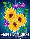 Fleurs relaxantes : Livre de coloriage pour adultes avec motifs de fleurs, bouquets, guirlandes et décorations diverses.