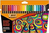 BIC Intensity, тонкий наконечник (0.9 мм), кольорові ручки, не висихають, різні кольори, упаковка 24 шт.