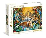 Clementoni - Puzzle 1000 piezas paisaje animales, Tigres, Puzzle adulto (39380)