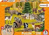 Schmidt Spiele- Schleich Wild Life - Puzzle Infantil (150 Piezas), diseño de mapaches, Color carbón (56406)