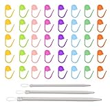 Aluminum Wool Needles, Multicolor, Set of 3 and Plastic Locking Stitch Markers, Pack of 40