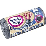 Handy Bag Bolsas de Basura 30L, Ultra Resistentes, No gotean, 80% Materiales Reciclados, 15 Bolsas