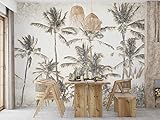 SILK ROAD EU Silk Jungle Panoramic Wallpaper Wallpaper, 500cm × 280cm, Coconut Tree in Vintage Style, Giant 3D Personalized Wall Poster for Living Room or Bedroom