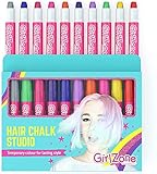 Girlzone Regalos para Niñas Tizas para el pelo 10 Tizas de Color Lavables Fácil Usar: 10 Colores Metálicos Hair Chalk for Girls Regalo de Cumpleaños 3 a 12 Años