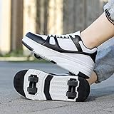 XRDSHY Zapatos con ruedas para niños, niñas, niños, adultos, skate, zapatillas deportivas, zapatillas de deporte, zapatillas 2 en 1, multifuncionales para correr al aire libre, negro A-38 EU