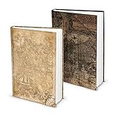 Logbuch-Verlag Набор из 2 блокнотов, белые листы DIN A5, карта Старого Света, коричневый и бежевый твердый переплет - винтажный кожаный блокнот - винтажный блокнот a5