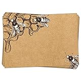 Logbuch-Verlag 25 етикеток для банок з медом у вигляді коричневого паперу 7,4 x 5,2 см - Наклейки для меду - Наклейки з бджолами