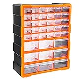 Amazon Basics Wall Mounted Cabinet Tool and Craft Supplies Organizer, 78 Drawers, Black, 15.2D x 36.8W x 45.7H cm