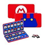 JINGDU Étui de jeu pour Nintendo Switch NS/Lite/OLED Support de protection antichoc avec 24 emplacements pour cartouches pour Nintendo Switch, Mariooverall