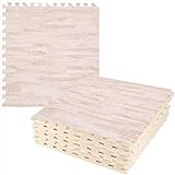 LUVODI 12PCS Onigi Eva Foam Mat, Awọn ọmọde adojuru Mat 60x60cm Tatami Puzzle Floor Gym Eva Rubber Baby Puzzle Mat Imitation Wood for Children Gym