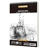 PENCILMARCH A4 Spiral Sketchbook - 1 Packs Professional Drawing Bound Pad for Kids Adults Drawing and Sketching 180gsm Paper 100 Pages (50 Sheets)