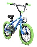 BIKESTAR Bicicleta Infantil para niños y niñas a Partir de 4 años | Bici 16 Pulgadas con Frenos | 16' Edición BMX Azul Verde