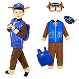 Disfraz PSI PATROL Chase, policía, disfraz, 4-6 años, mochila + sombrero