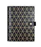 Rubywoo Regenerated Leather Journal Travel Compposition Notebook Round Ring Binder Bhatani Filofax Planner Personal Memo Organiser (A5, Black Line)