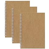 Cuadernos de Cuadrícula en Espiral A5, Pack de 3 Cubierta de Kraft Cuadrícula de 5 mm - Páginas de Cuadrada/Cuadriculado Papel Blanco de 5.3 x 7.5 Pulgadas