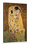 1art1 Gustav Klimt Póster Impresión En Lienzo El Beso II Cuadro En Bastidor De Camilla De Madera | Mural XXL | Imagen 120x80 cm