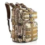 SHANNA Military Backpack, 35L Tactical Backpack MOLLE Army Backpack Assault Pack Tactical Combat Backpack ສໍາລັບການຍ່າງປ່າກາງແຈ້ງ camping ການຍ່າງປ່າການລ່າສັດການຫາປາ (CP Camouflage)