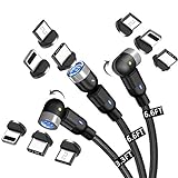 Cable de carga magnético,3 A de carga rápida y transferencia de datos,cable magnético de nailon trenzado 3 en 1,c compatible con tipo C,micro USB,dispositivo iProduct(3,3 FT/6,6 FT/6,6 FT)color negro